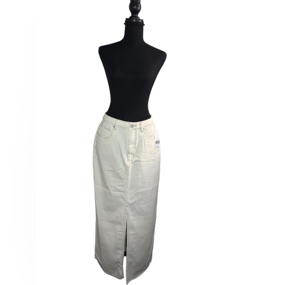 Blank NYC Cream Maxi Pencil Skirt with Slit